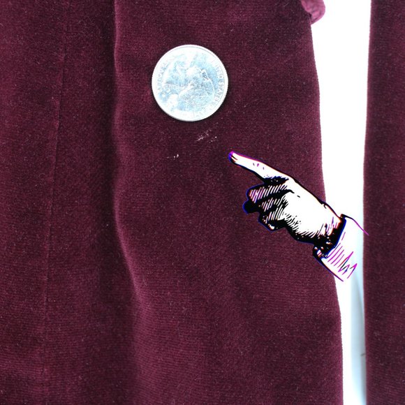 VTG Koret Velvet Blazer Burgundy Cotton Rayon Notch Collar Jacket 70s 80s SZ S/M - Picture 12 of 13